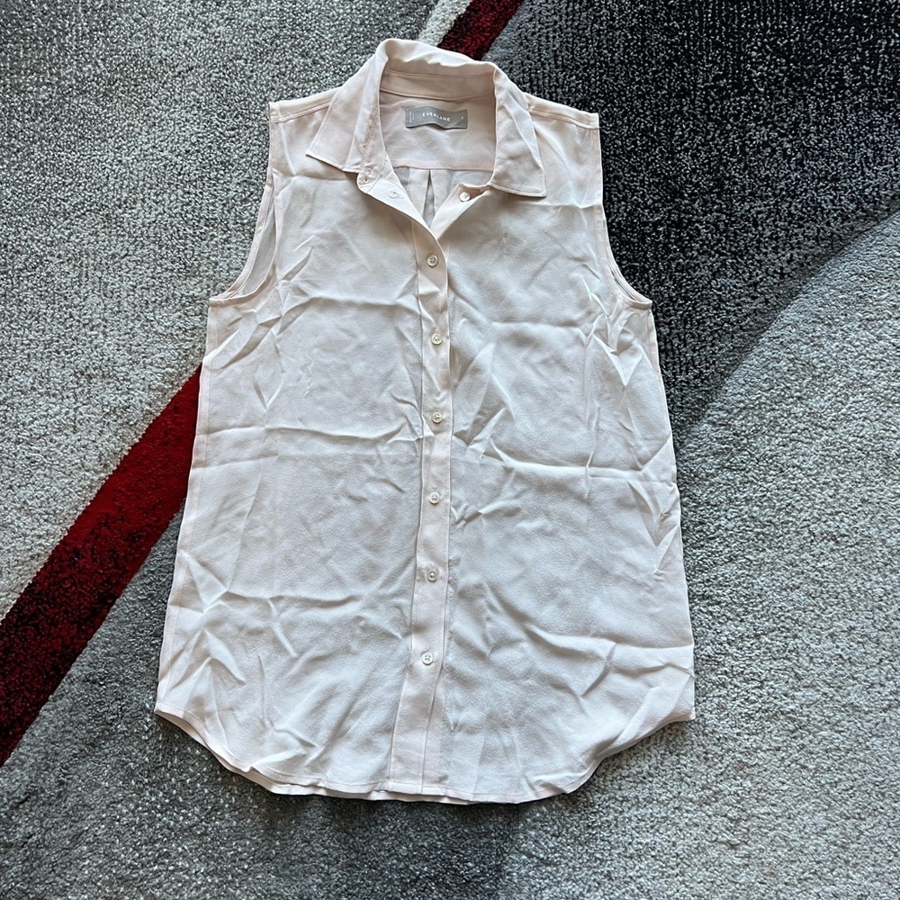 Everlane Soft Pink Silk Sleeveless Blouse